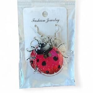 Red and black ladybug earrings